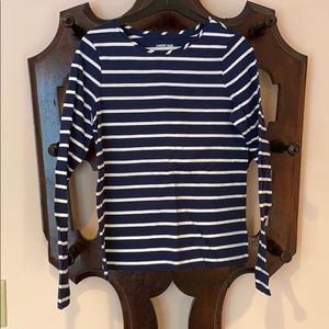 Lands End navy and white striped shirt for girls